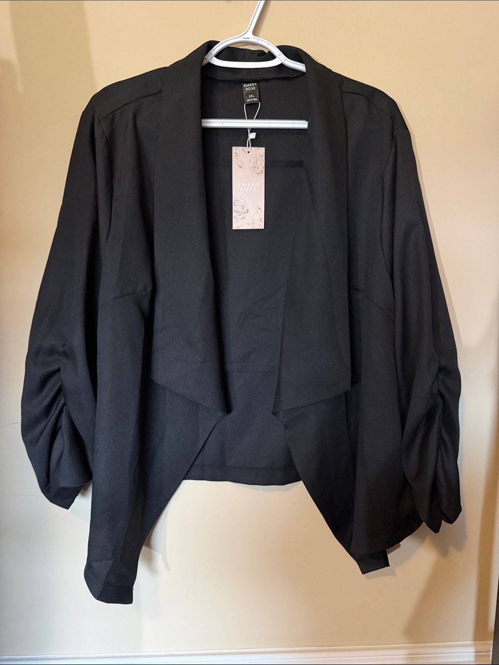 Lucy Paris Black Draped Open-Front Blazer